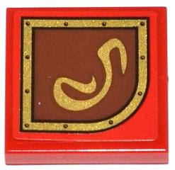 Tile 2 x 2 with Gold Swirl on Brown Right Rounded Background Pattern (Sticker) - Set 79108