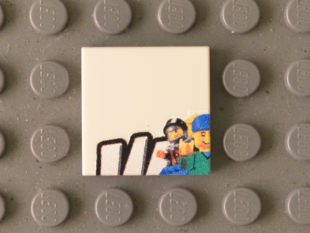 Tile 2 x 2 with Black 'W' Upper Half and Minifigures Pattern