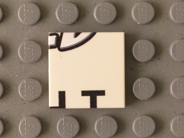 Tile 2 x 2 with Black 'LD' Lower Half and Partial 'HT' Pattern