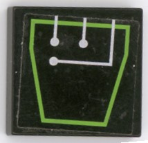 Tile 2 x 2 with Silver Circuitry in Green Outline Pattern (Sticker) - Set 7713