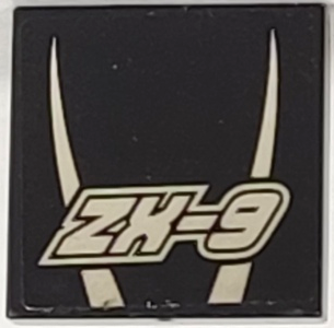 Tile 2 x 2 with Silver Streaks and 'ZX-9' Pattern (Sticker) - Set 8150