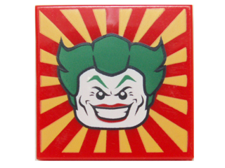 Tile 2 x 2 with Joker Face on Red and Yellow Striped Background Pattern