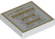 Tile 2 x 2 with Gold 'MENU' and Border, 'HORS D'OEUVRES', 'ENTRÉES', and 'DESSERTS' Pattern