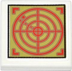 Tile 2 x 2 with Red Radar Screen on Olive Green Background Pattern (Sticker) - Set 79121