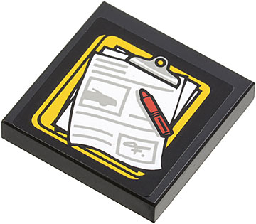 Tile 2 x 2 with Clipboard with Paper and Pen Pattern (Sticker) - Set 60060