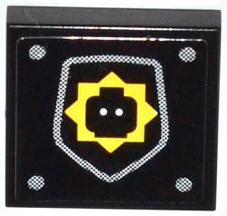 Tile 2 x 2 with Minifigure Head Badge and 4 Silver Rivets Pattern (Sticker) - Set 70808