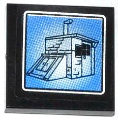 Tile 2 x 2 with Shed with Basement on Surveillance Screen Pattern (Sticker) - Set 60044
