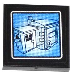 Tile 2 x 2 with Surveillance Screen Garage Pattern (Sticker) - Set 60044