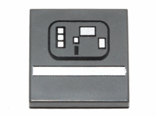 Tile 2 x 2 with Silver Stripe and Rectangles (SW Gonk Droid) Pattern