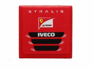 Tile 2 x 2 with 'STRALIS', Scuderia Ferrari Logo and 'IVECO' Pattern (Sticker) - Set 30191