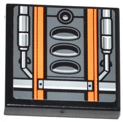 Tile 2 x 2 with Orange Stripes, Air Intakes and Pipes Pattern (Sticker) - Set 75049