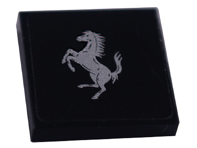 Tile 2 x 2 with Ferrari Logo, Silver Horse Large Pattern (Sticker) - Set 8652