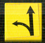 Tile 2 x 2 with Arrow Black Straight and Curved Left Pattern (Sticker) - Set 8364