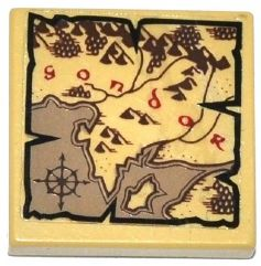 Tile 2 x 2 with Map Forests, Mountains and Red 'Gondor' Pattern (Sticker) - Set 79008
