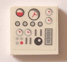 Tile 2 x 2 with Gauges and Buttons on Transparent Background Pattern (Sticker) - Set 5972