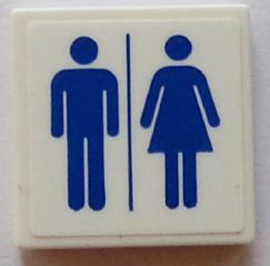 Tile 2 x 2 with Blue Man and Woman Silhouettes (Unisex Restroom) Pattern (Sticker) - Set 60073
