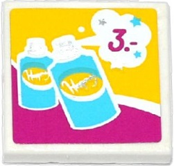 Tile 2 x 2 with 2 Spray Cans and '3.-' Pattern (Sticker) - Set 41093