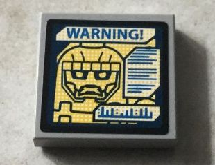 Tile 2 x 2 with Sentinel Face and Blue 'WARNING! on Screen Pattern (Sticker) - Set 76022