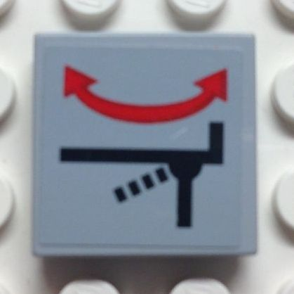 Tile 2 x 2 with Red Arrow Double and Lever Position Pattern (Sticker) - Set 8654