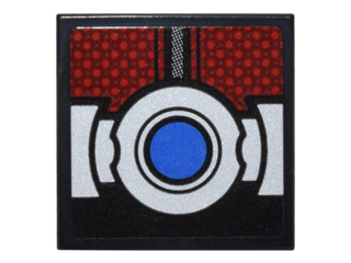Tile 2 x 2 with Dark Red Body Armor Panels and Silver Belt with Blue Button Pattern (Sticker) - Set 76051