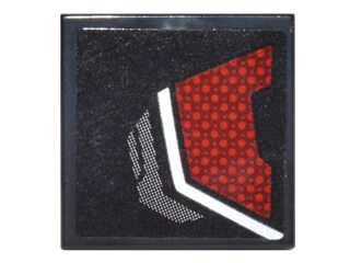 Tile 2 x 2 with Dark Red and Silver Body Armor Panel Pattern Model Left Side (Sticker) - Set 76051