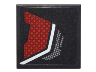 Tile 2 x 2 with Dark Red and Silver Body Armor Panel Pattern Model Right Side (Sticker) - Set 76051