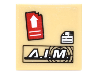 Tile 2 x 2 with 'A.I.M.' Logo, Red Rectangle with White Arrow and White Square with Bent Corner Pattern (Sticker) - Set 75061