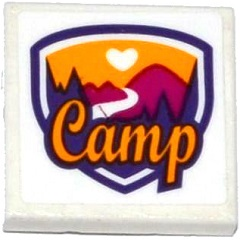 Tile 2 x 2 with Friends Camp Pattern (Sticker) - Set 41122