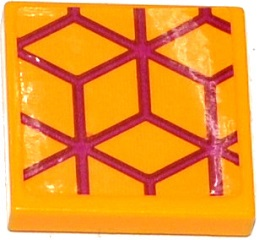 Tile 2 x 2 with Magenta Diamond Cube Geometric Pattern (Sticker) - Set 41135