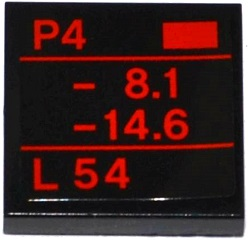 Tile 2 x 2 with Red Rectangle, Lines, 'P4', '-8.1', '-14.6' and L54' Pattern (Sticker) - Set 75911