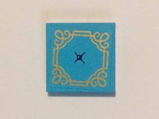 Tile 2 x 2 with Seat Cushion with Black Button and Gold Swirls Pattern (Sticker) - Set 41101