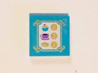 Tile 2 x 2 with Bakery Menu in Gold Frame with Swirls Pattern (Sticker) - Set 41101