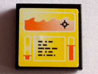 Tile 2 x 2 with Target Screen, Levers and Text Lines on Yellow Background Pattern (Sticker) - Set 8636