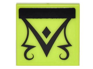 Tile 2 x 2 with Black Triangle, Diamond and Scrollwork Pattern (Sticker) - Set 41179