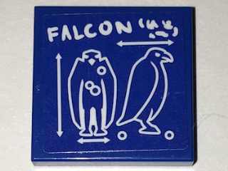 Tile 2 x 2 with Bird Blueprint and 'FALCON' Pattern (Sticker) - Set 70594
