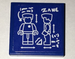 Tile 2 x 2 with Minifigure Blueprint and 'ZANE' Pattern (Sticker) - Set 70594
