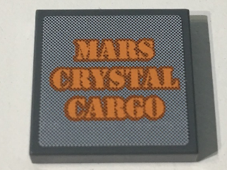 Tile 2 x 2 with Orange 'MARS CRYSTAL CARGO' Label Pattern (Sticker) - Set 7649