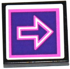 Tile 2 x 2 with Dark Pink and White Arrow Outlines on Dark Purple Background Pattern (Sticker) - Set 41130