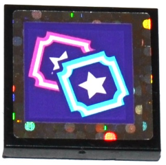 Tile 2 x 2 with 2 Star Tickets on Dark Purple Background Pattern (Sticker) - Set 41130