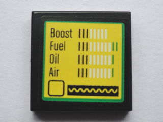 Tile 2 x 2 with 'Boost', 'Fuel, 'Oil' and 'Air' Bar Gauges and Sine Wave Meter Pattern (Sticker) - Set 75913