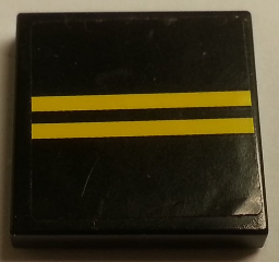 Tile 2 x 2 with Two Yellow Stripes Pattern (Sticker) - Set 8135