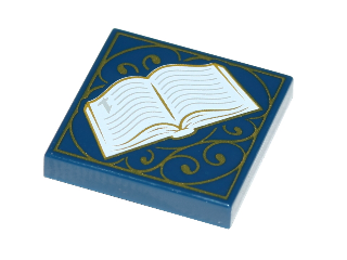 Tile 2 x 2 with Book, Open and Gold Scrollwork Pattern