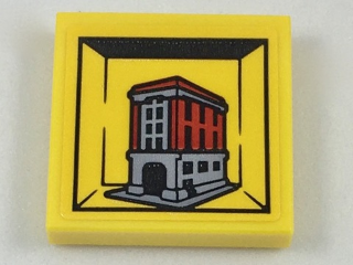 Tile 2 x 2 with Miniature Set 75827 Firehouse Headquarters Pattern (Sticker) - Set 40178