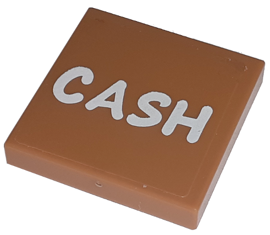 Tile 2 x 2 with White 'CASH' Pattern (Sticker) - Set 71016