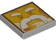 Tile 2 x 2 with Screen with Yellow Minifigure Face, White Bushy Eyebrows, Beard, and Moustache, Angry Bared Teeth Pattern (Nexo Knights Mechlok)