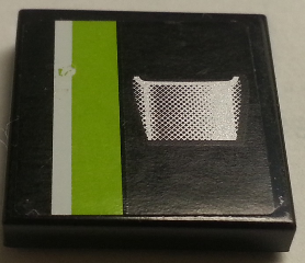 Tile 2 x 2 with Lime and White Stripe on Black Background and Air Intake Pattern (Sticker) - Set 8154