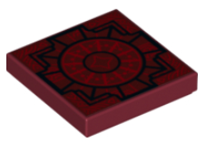 Tile 2 x 2 with Lines and Wheel with Star in the Middle Pattern (Mother Box Top)