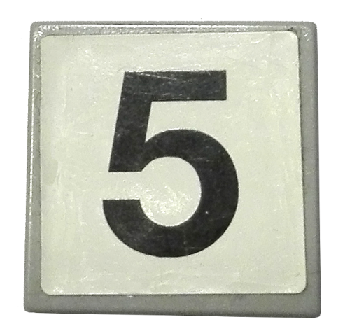 Tile 2 x 2 with Number 5 Pattern (Sticker) - Set 8144