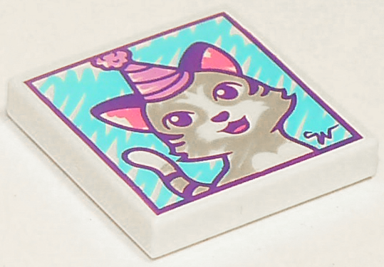 Tile 2 x 2 with Cat Wearing Party Hat Drawing Pattern