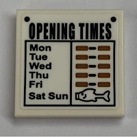 Tile 2 x 2 with 'OPENING TIMES' Pattern (Sticker) - Set 21310